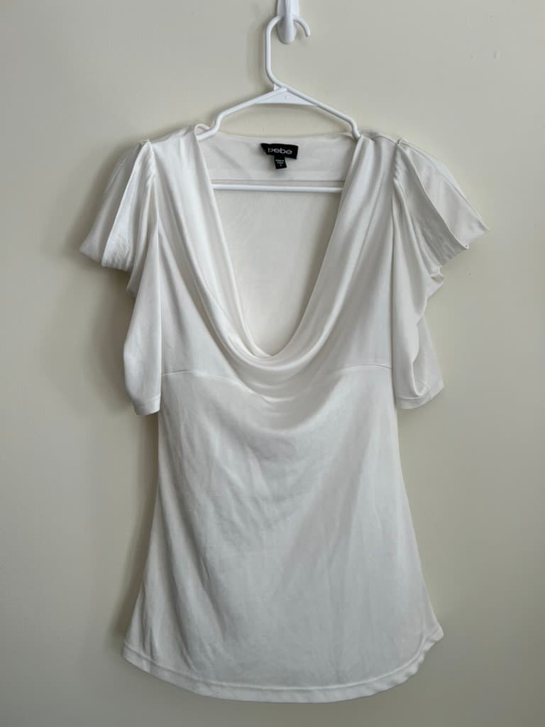 Bebe White Cowl Neck Top photo 1